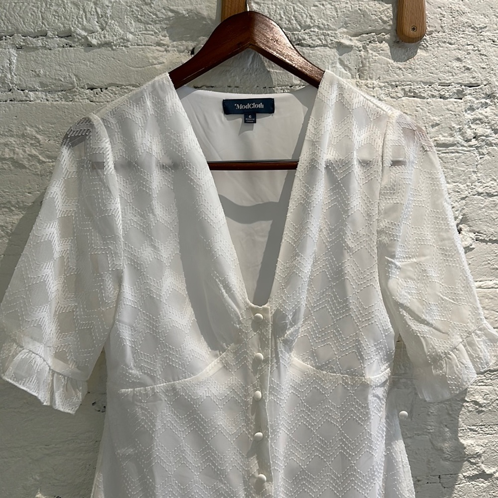 NWOT white button up Modcloth dress